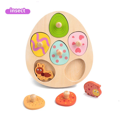 Wooden Dinosaur Jigsaw Puzzle Toys Montessori Peg Puzzle Game