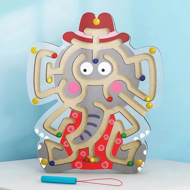 Children Magnetic Maze Toy Kids Wooden Puzzle Game Toy Kids Early Educational