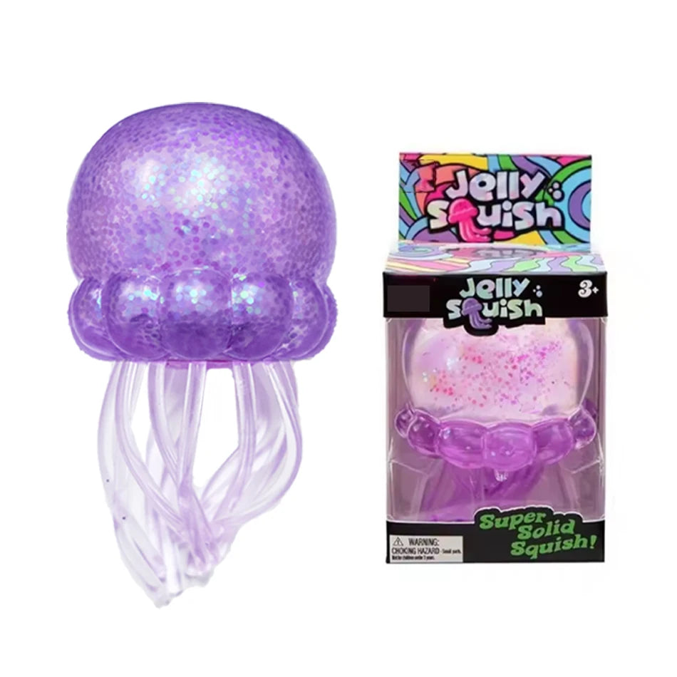 Glitter Octopus Squishy Glitter Jellyfish Squishy with Box Dumplings