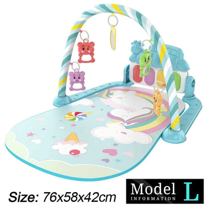 Baby Fitness Stand Music Play Gym Activity Toys Newborn Piano Crawling Blanket Pedal