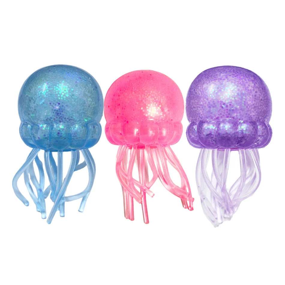 Glitter Octopus Squishy Glitter Jellyfish Squishy with Box Dumplings