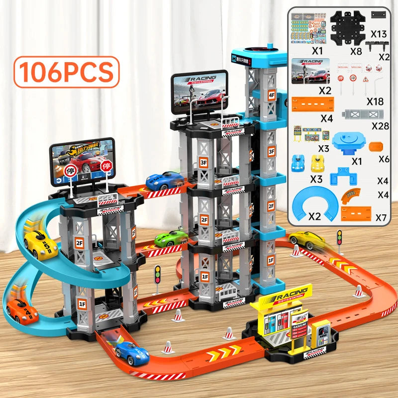 Car Racing Track Ramp Toy Children Garage Catapult Track Game