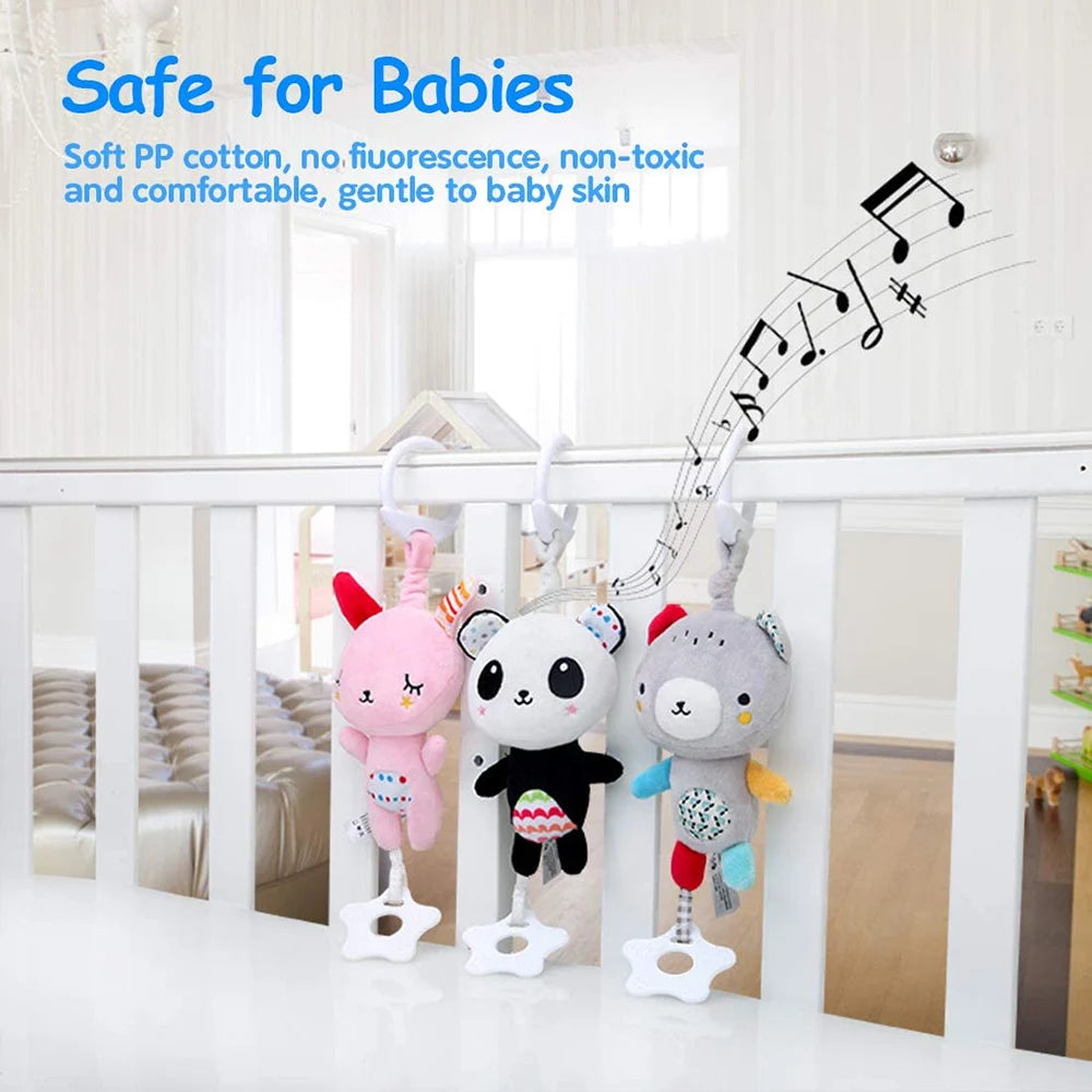 Baby Rattles with Teethers Soft Plush Stroller Car Seat Crib Baby Hanging Toys