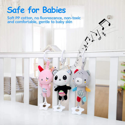 Baby Rattles with Teethers Soft Plush Stroller Car Seat Crib Baby Hanging Toys