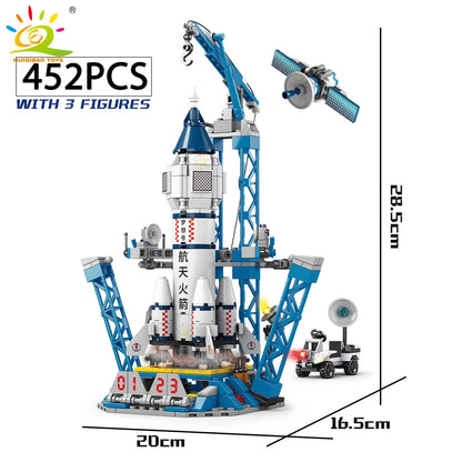 HUIQIBAO Space Aviation Manned Rocket Building Blocks With Astronaut Figure City