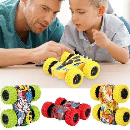 Mini Inertia Car Toys For Children Collision Automatic Turnover Double-Sided Running Car
