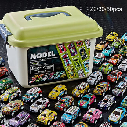 10/20/30 Pcs Alloy Pull Back Car Model Cool Boy Inertial Racing Cars with Storage Box