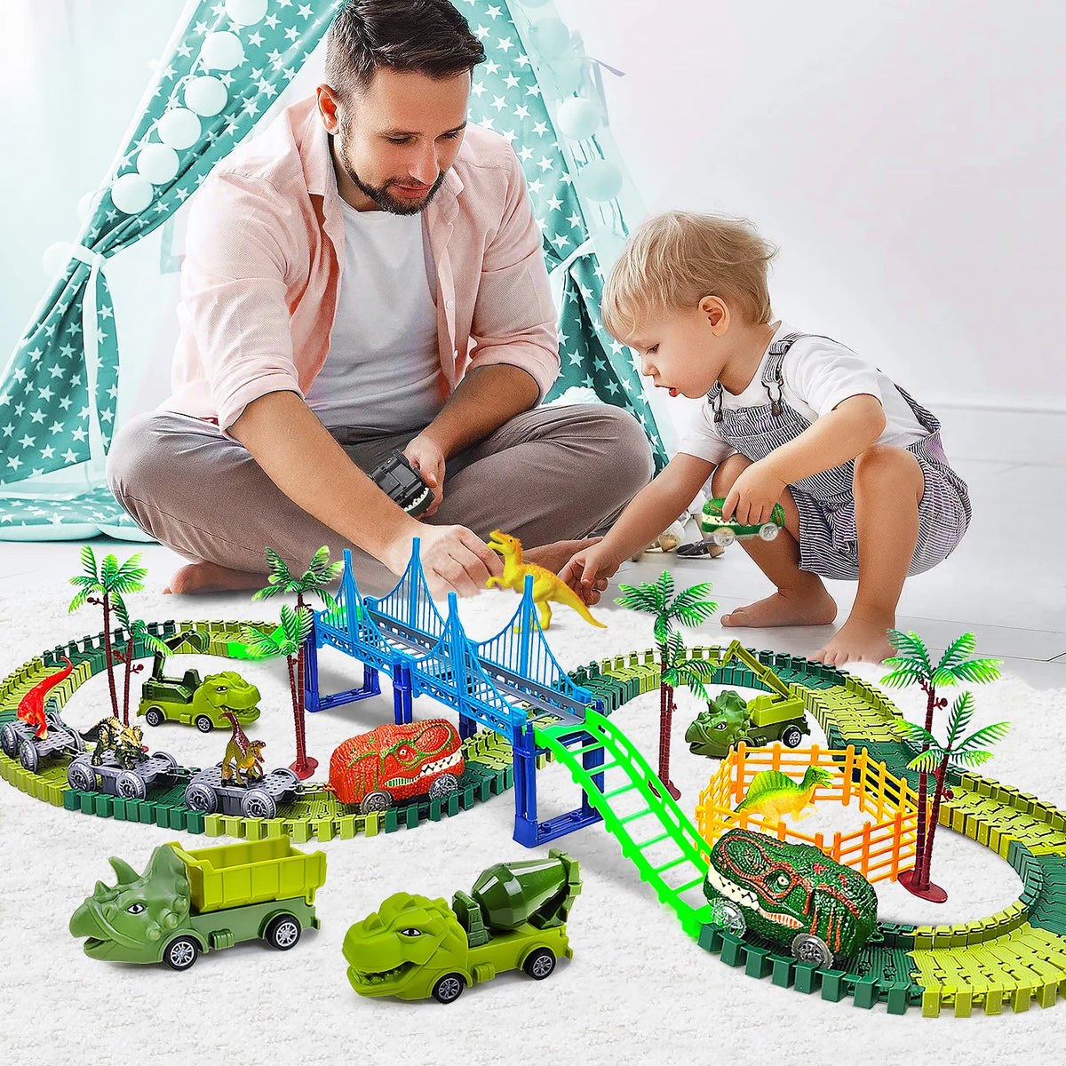 Children Electric Magic Climbing Dinosaur Track Toy Engineering Car Kids Track