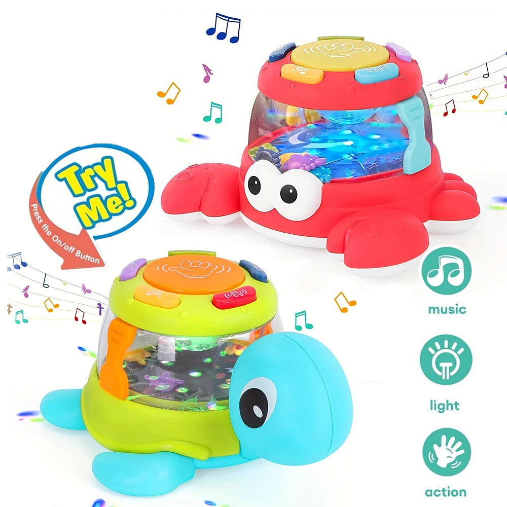 Kids' Music Turtle Crab Toy, Musical Early Learning Drum