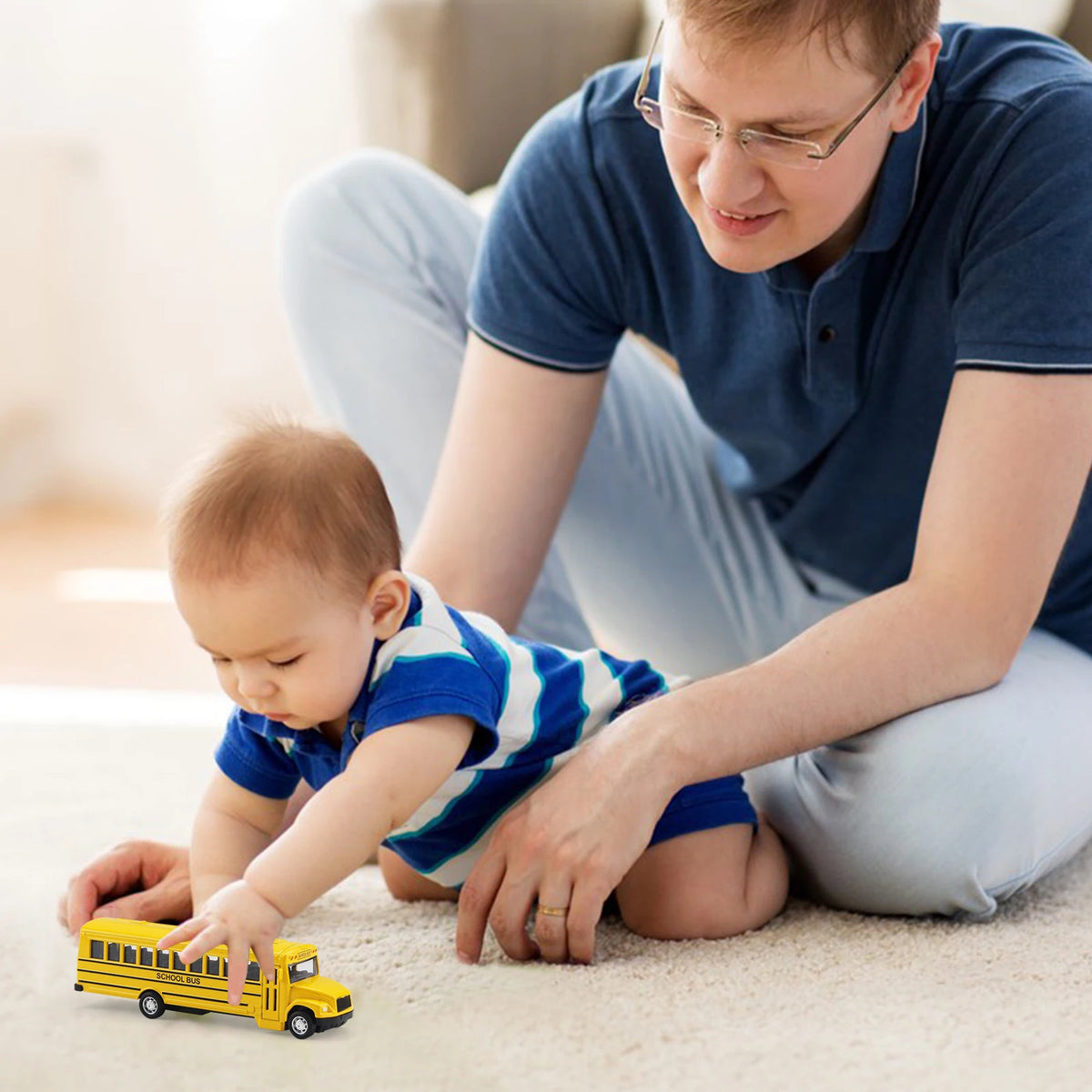 Simulation Alloy Pull Back School Bus Children's Inertia Toys Car