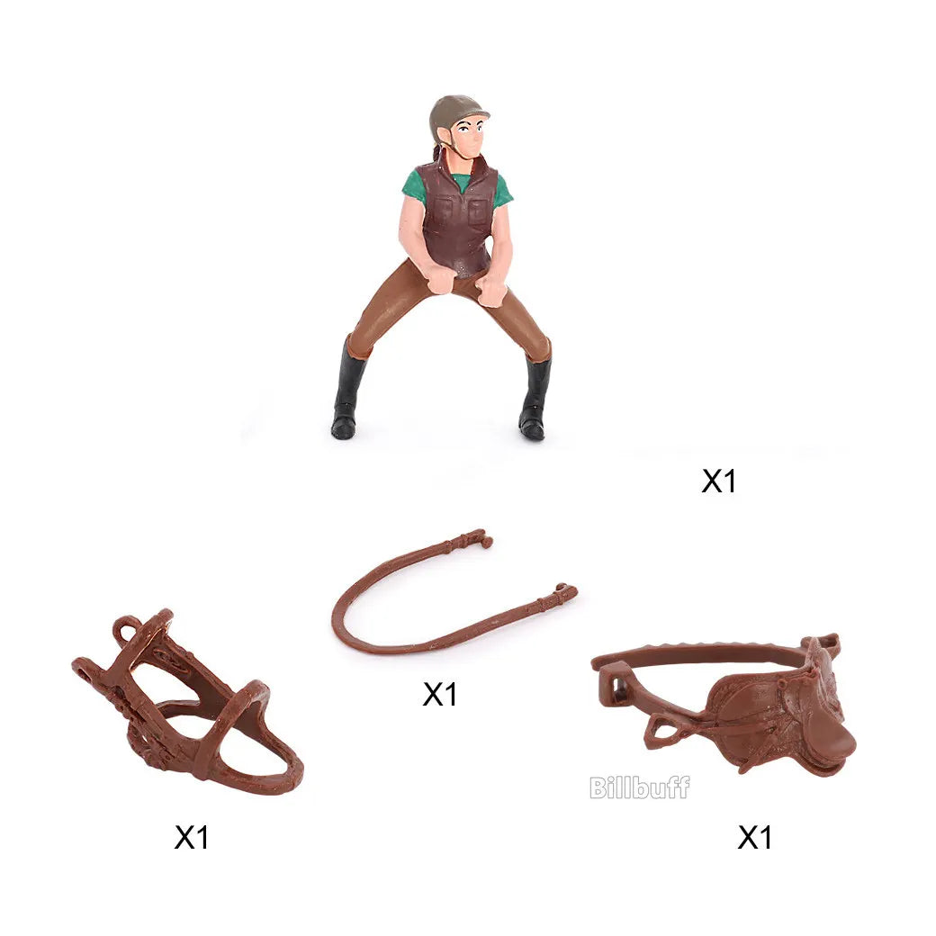 DIY Horse Race Model Horseman Farm Animal Figurines