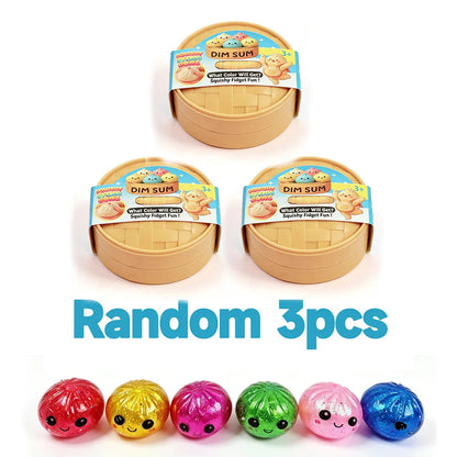New Colorful Glitter Bead Filled Dumpling Squishy, Blind Box