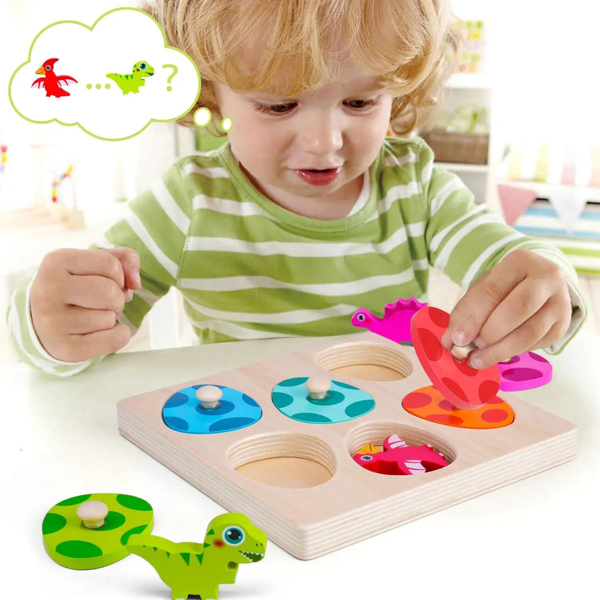 Wooden Dinosaur Jigsaw Puzzle Toys Montessori Peg Puzzle Game