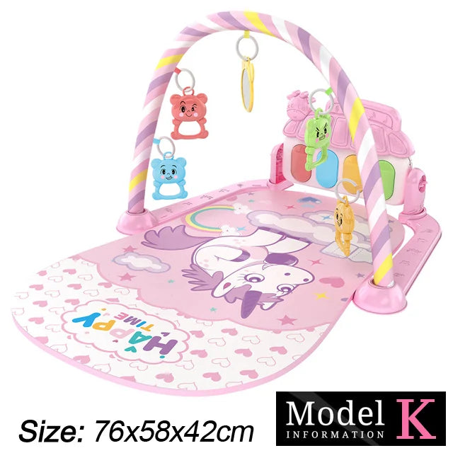 Baby Fitness Stand Music Play Gym Activity Toys Newborn Piano Crawling Blanket Pedal