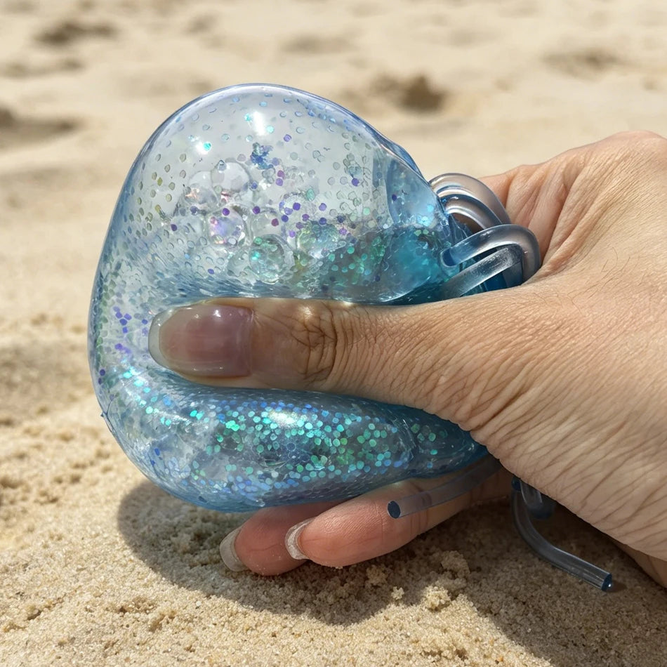 Glitter Octopus Squishy Glitter Jellyfish Squishy with Box Dumplings