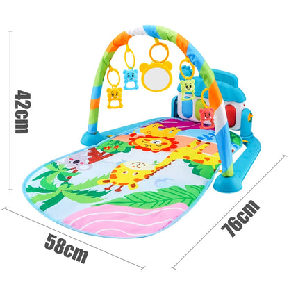 Baby Fitness Stand Music Play Gym Activity Toys Newborn Piano Crawling Blanket Pedal