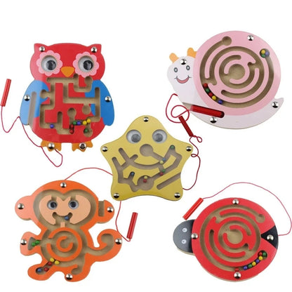 Children Magnetic Maze Toy Kids Wooden Puzzle Game Toy Kids Early Educational