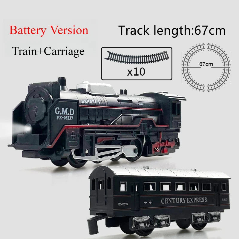 Classical Railway Freight Train Toy Electric Christmas Train Track Set with Light