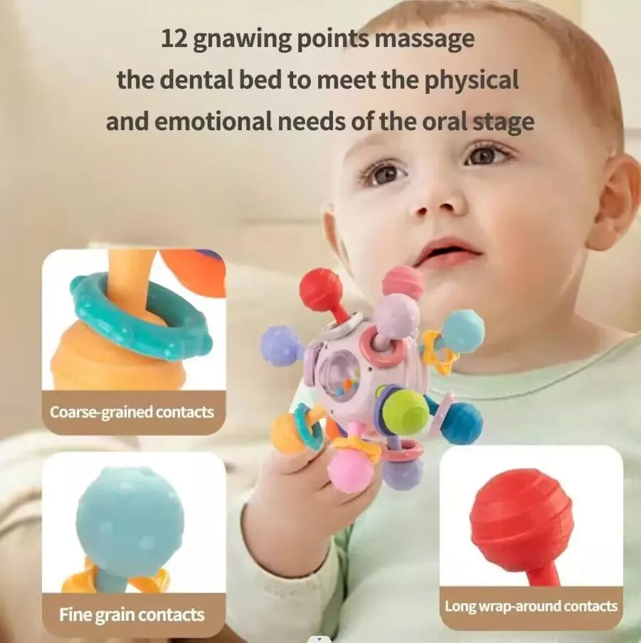 Baby Montessori Toys 0 6 12 Months Sensory Rattle Teether
