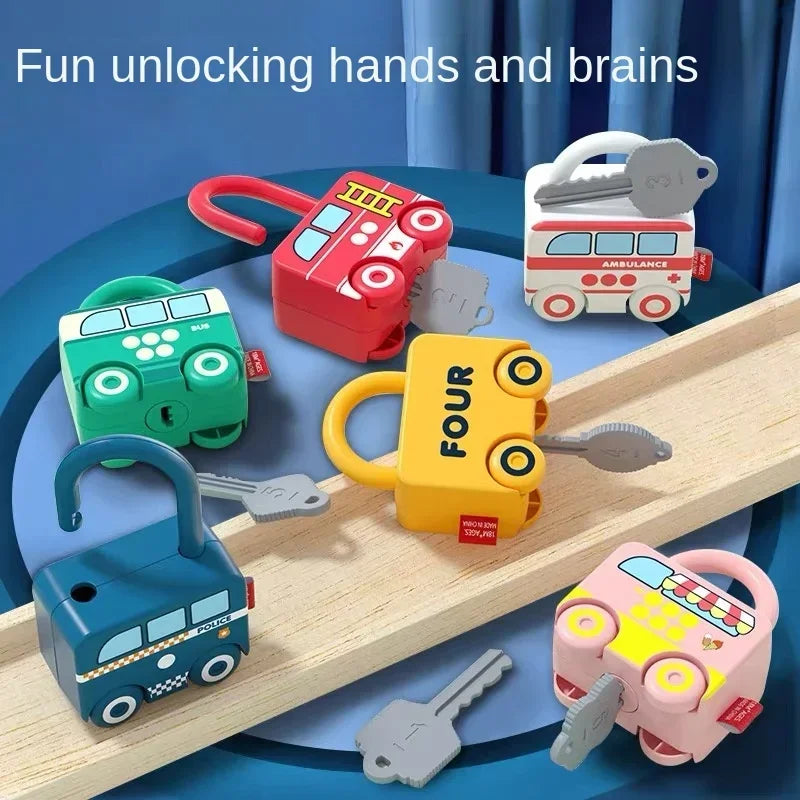 Number Matching Lock Toys Baby Learning Lock with Key Car Game