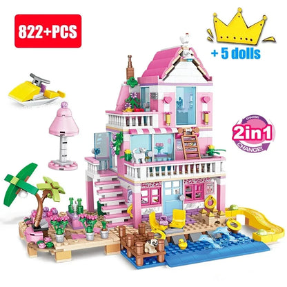 Friends City Tree House Summer Holiday Villa Castle Building Blocks