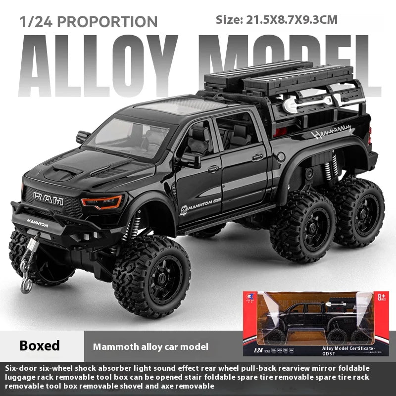 Large Size 1:24 Mammoth 6X6 Off-road Pickup Truck Children's Toy Car