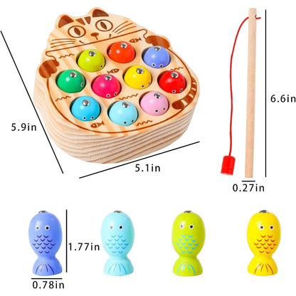 Montessori Magnetic Wooden Fishing Game for Toddlers