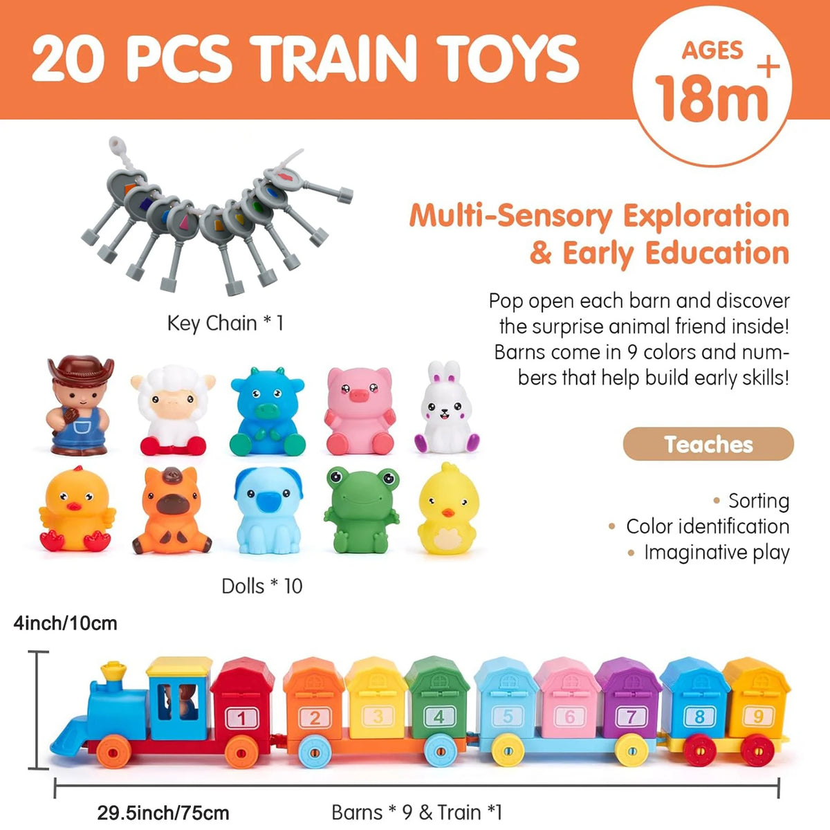 Montessori Train Toy Set Toddler Early Educational Learning Toys