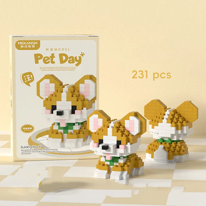 18 New Pet Cat And Dog Animal Dolls Children's Educational Building Block Toys