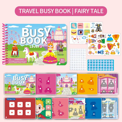 Children Quiet Busy Book 4 Themes Cartoon Travel Sticker Books