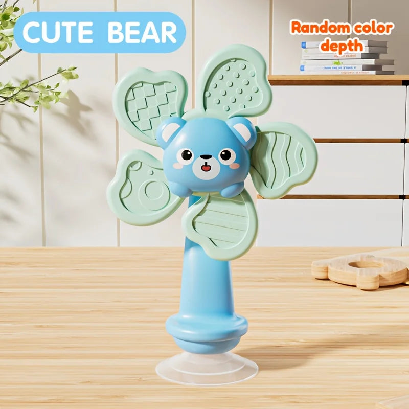 Baby Suction Cup Windmill Toy - Manual Rotating Wind- Spinner with & Bear Animal Shapes
