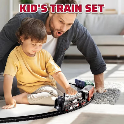 Classical Railway Freight Train Toy Electric Christmas Train Track Set with Light