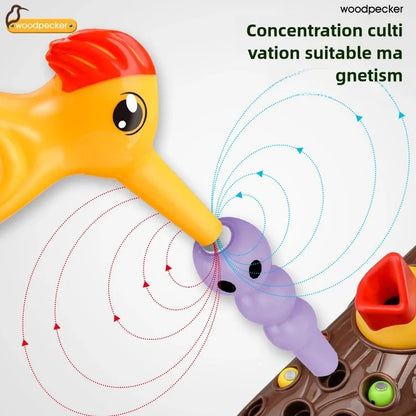 Woodpecker Feeding Game Toy, Magnetic Caterpillar Catching Toy, Early Education Educational Toy