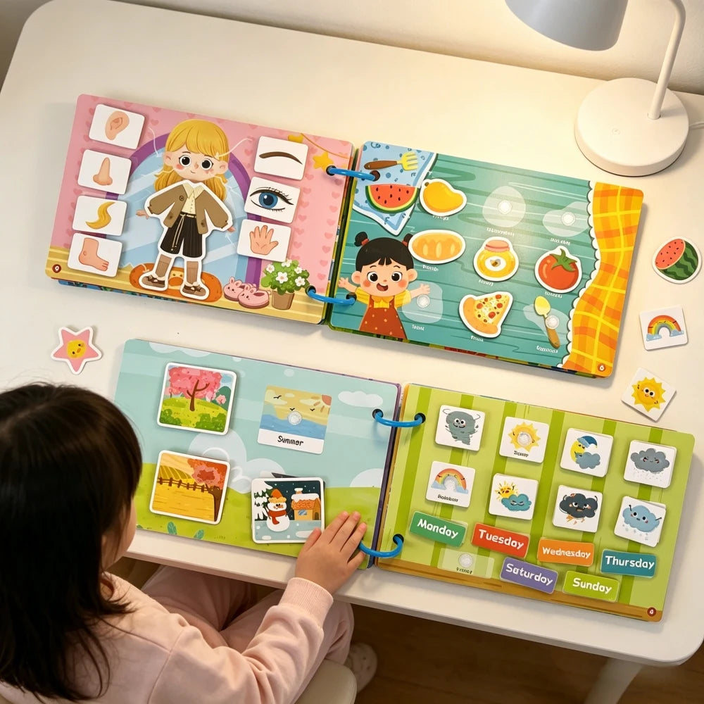 Reusable Interactive DIY Busy Book, Tear-And-Pull Quiet Book, Science Educational Activity Cards