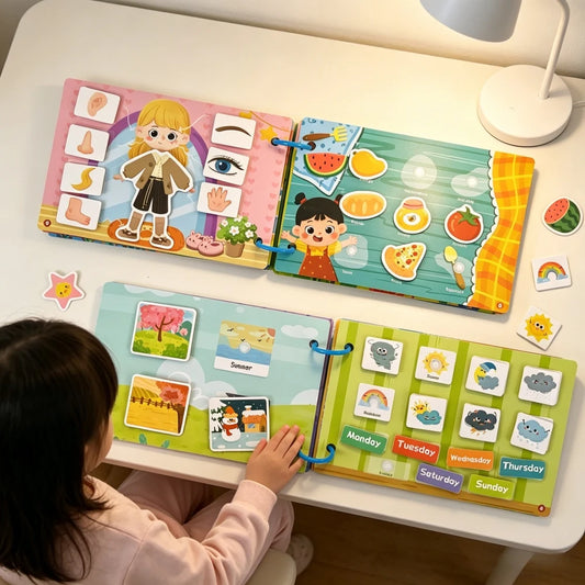 Reusable Interactive DIY Busy Book, Tear-And-Pull Quiet Book, Science Educational Activity Cards