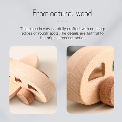 Montessori Baby Wooden Plane Toys Glass Beads Plane Children Toy