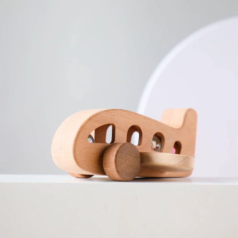 Montessori Baby Wooden Plane Toys Glass Beads Plane Children Toy