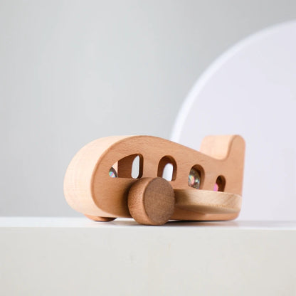 Montessori Baby Wooden Plane Toys Glass Beads Plane Children Toy
