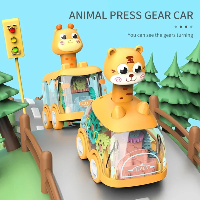 Baby Toy Press and Go Gear Car Toy for Toddlers 1 2 3 Years Old Light