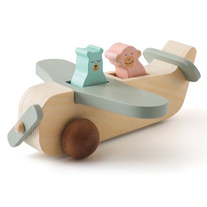 Montessori Baby Wooden Plane Toys Glass Beads Plane Children Toy