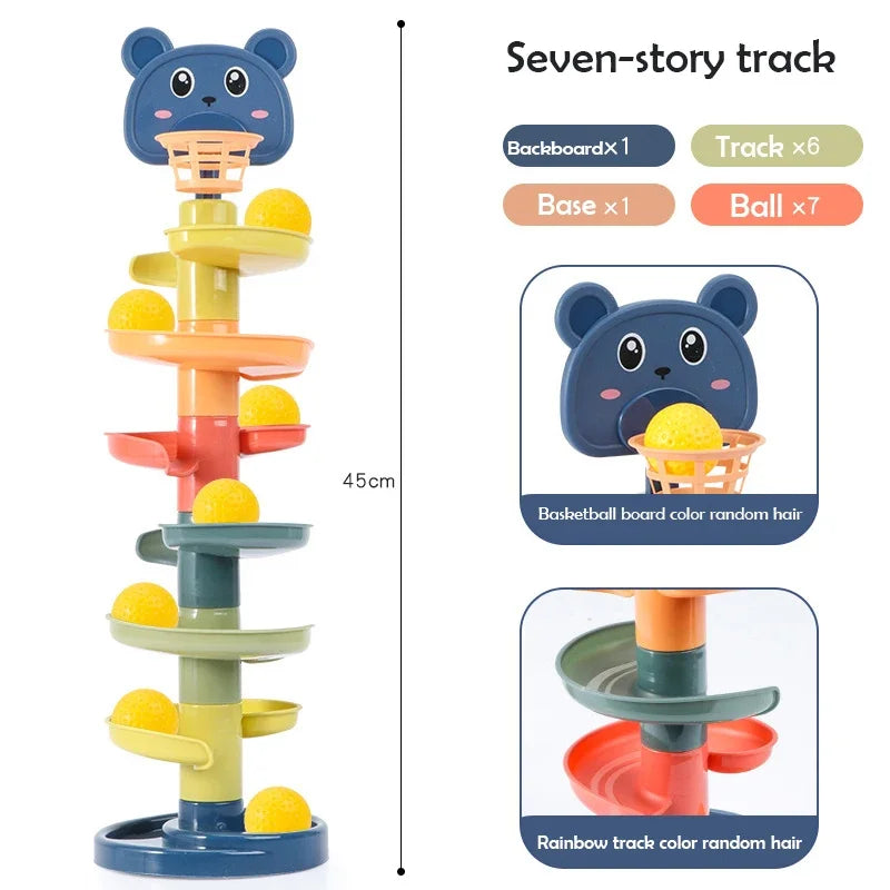 2-7 Layes Track Rolling Ball Pile Tower Early Educational Toy