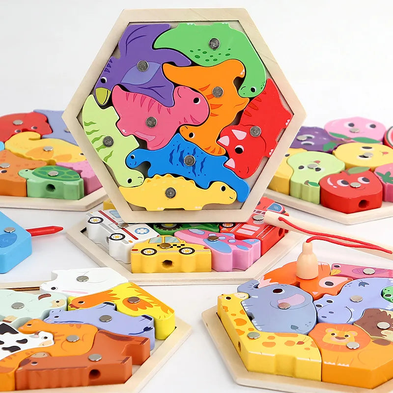 Montessori Wooden Magnetic Fishing Toys Marine Life Cognition Games Early Educational Toy