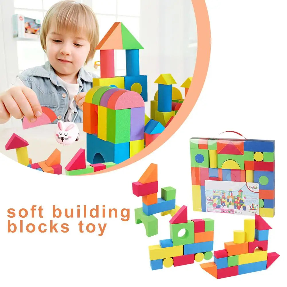 Wooden Building Blocks Set with Storage Bag Wooden Toys