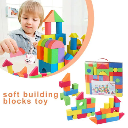 Wooden Building Blocks Set with Storage Bag Wooden Toys