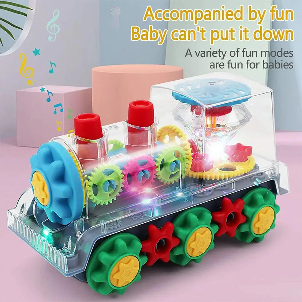 Transparent Light Music Train With LED Light Music Early Educational Toys