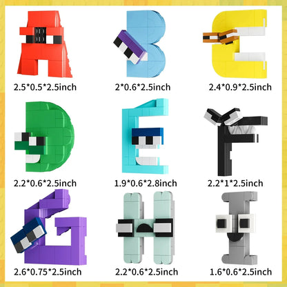 MOC 931PCS Letters Lore A-Z 26 English Alphabet Numbers Letters Building Blocks Set