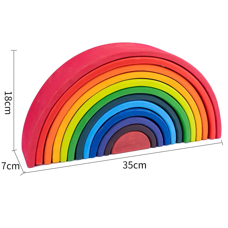 Wooden Rainbow Block Colorful Stacking Building Block