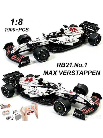 1:8 Technical Classic Performance RB21 White Bull Sports Car Building Blocks