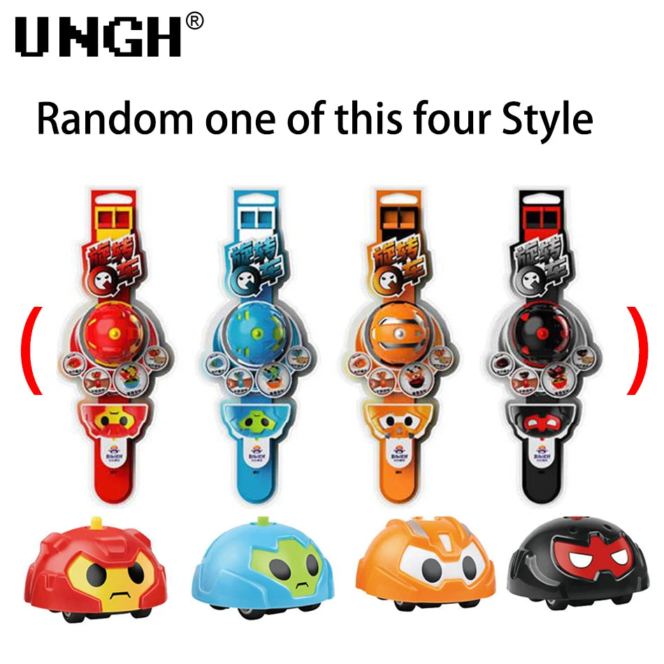 UNGH Rotating Gyro Watch Battle Cars Spinning Top Toy Pull Back