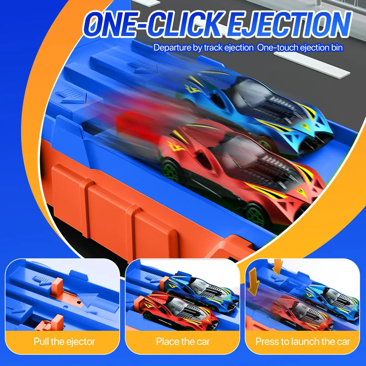Dinosaur Transport Truck Toy Race Track Folding Dino Carrier Car Set